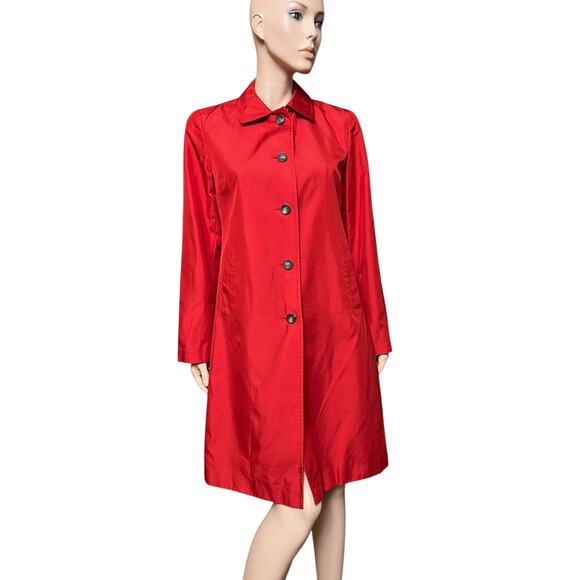 Banana Republic 100% Silk Trench Coat Size M Buttons Front Closure Long Sleeves
